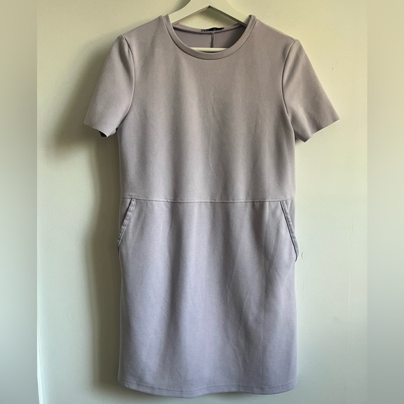 Zara Light Pastel Purple Dress Faux Suede Pockets Small - Picture 1 of 7